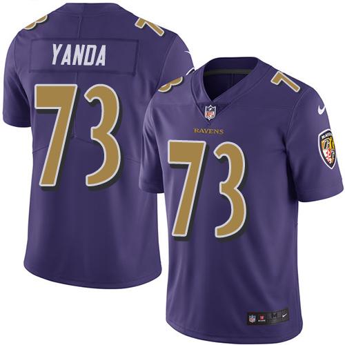 Nike Ravens #73 Marshal Yanda Purple Men's Stitched NFL Limited Rush Jersey